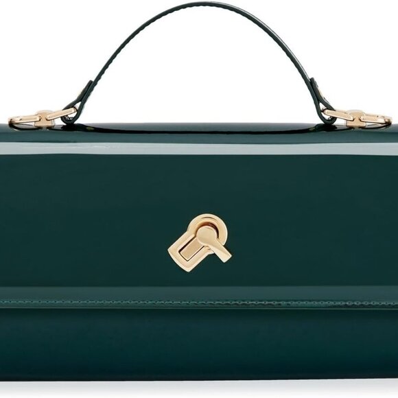 Handbags - Women Metallic PU Leather Evening Clutch Purse Handbag Crossbody Shoulder Bag Sq